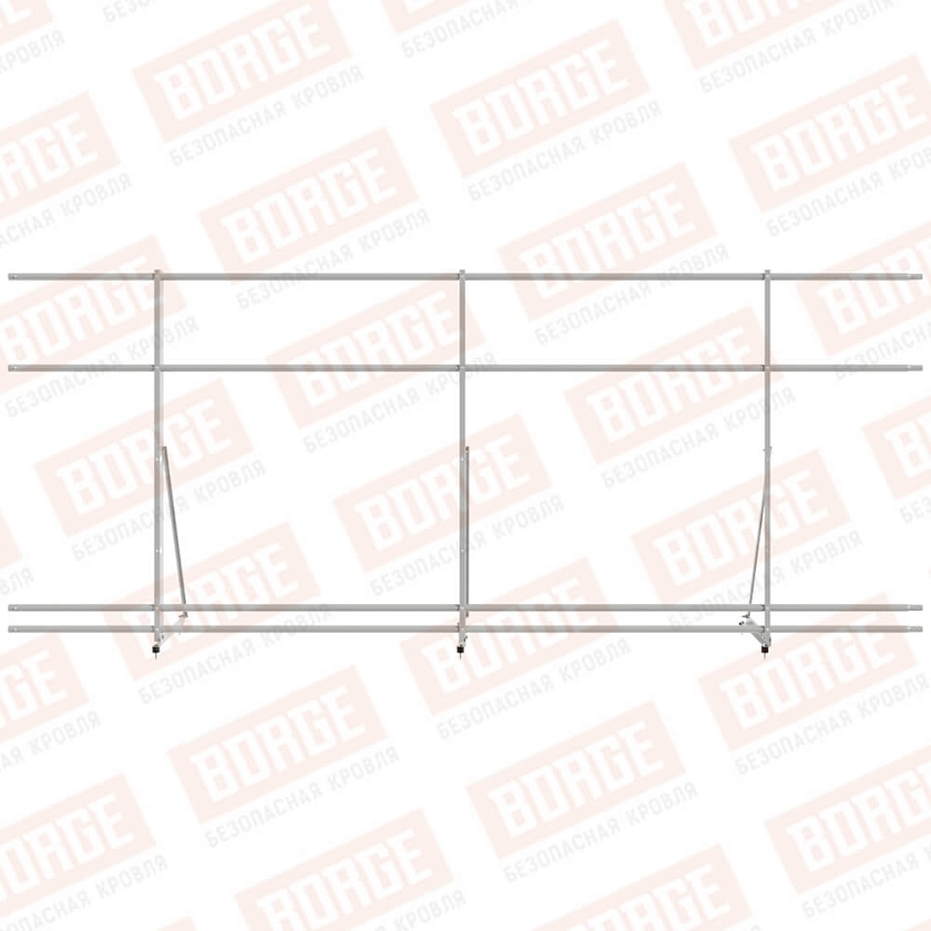 Ограждение декоративное NewLine H-120см, 3м, бело-алюминиевый (RAL 9006), с двумя доп. трубами