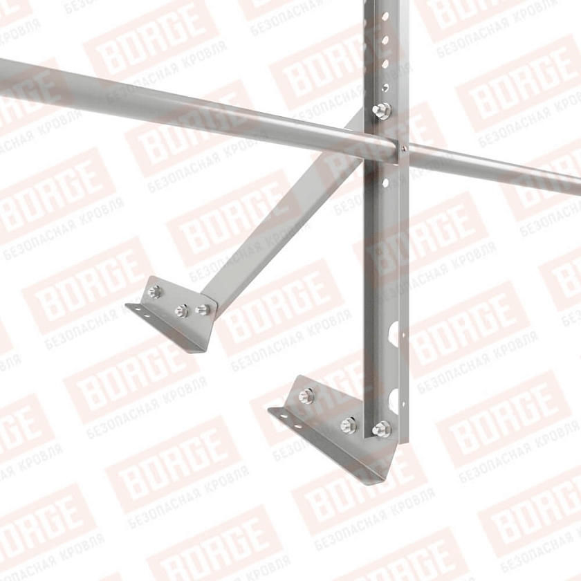 Ограждение кровельное Русский Рубеж H-60см, 3м, для фальцевой кровли, бело-алюминиевый (RAL 9006)