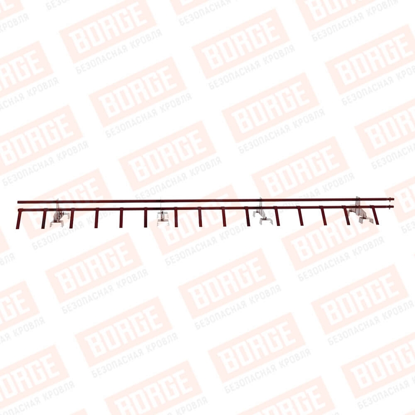 Снегозадержатель трубчатый BORGE 3м, 4 опоры, для профнастила Н-114, красное вино (RAL 3005)