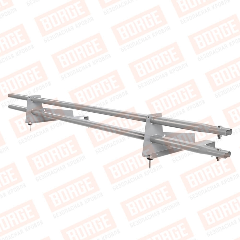 Снегозадержатель трубчатый Русский Рубеж 1,5м, 2 опоры, для МЧ с выс. ступ., сигнально-серый (RAL 7004), 400мм