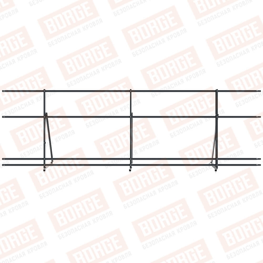 Ограждение кровельное Русский Рубеж H-90см, 3м, антрацитово-серый (RAL 7016), с двумя доп. трубами