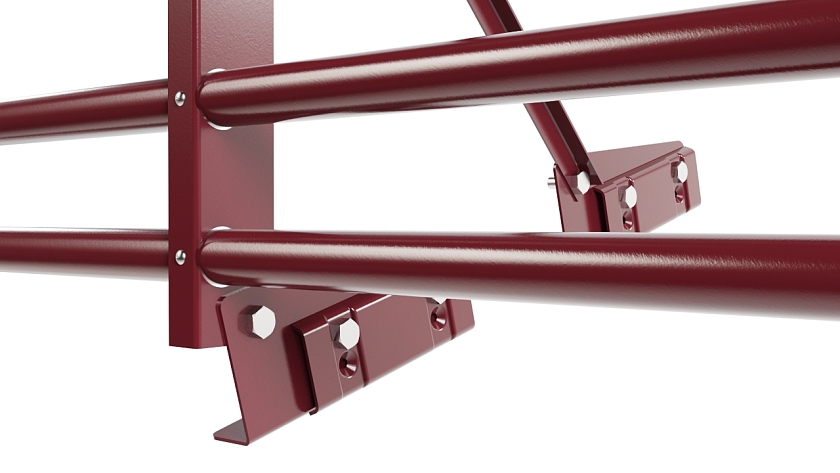 Ограждение кровельное NewLine H-60см, 3м, для фальц. кров., красное вино (RAL 3005), с двумя доп. трубами