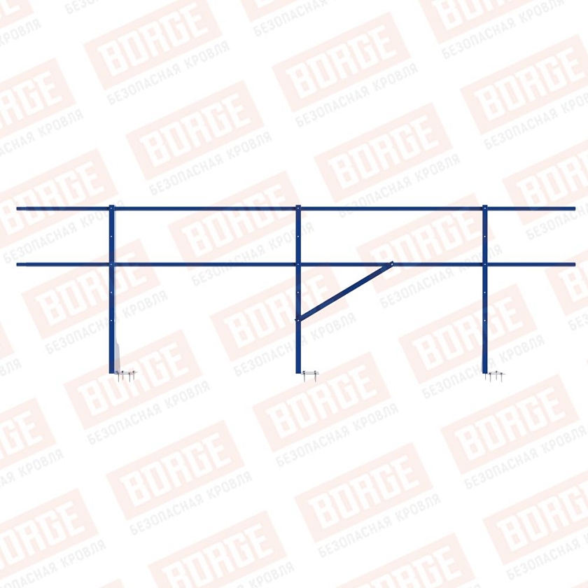 Ограждение плоских кровель Русский Рубеж Н-90, 3м, верхнее крепление, сигнально-синий (RAL 5005)