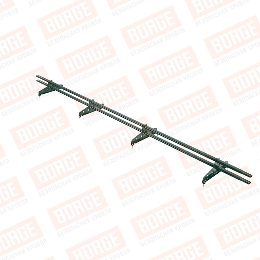 Снегозадержатель трубчатый Русский Рубеж 20х40мм, 3м, 4 опоры, зеленый мох (RAL 6005)