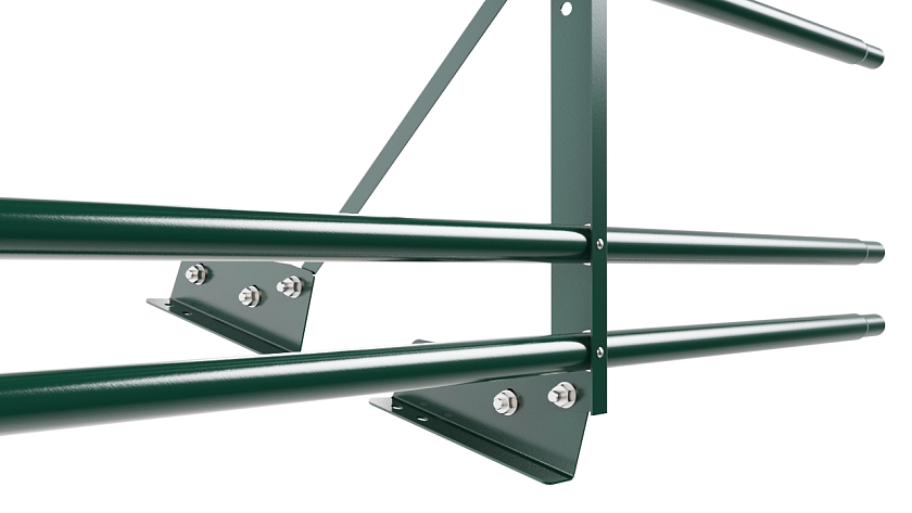 Ограждение кровельное NewLine H-60см, 3м, для фальц. кров., зеленый мох (RAL 6005), с двумя доп. трубами