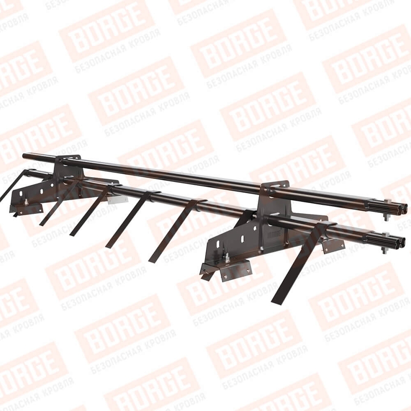 Снегозадержатель трубчатый BORGE 1,5м, 2 опоры, для профнастила Н-60, Н-75, серо-коричневый (RR 32)