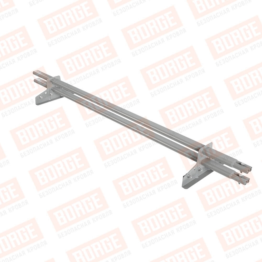 Снегозадержатель трубчатый BORGE 1,5м, 2 опоры, для фальцевой кровли, бело-алюминиевый (RAL 9006)