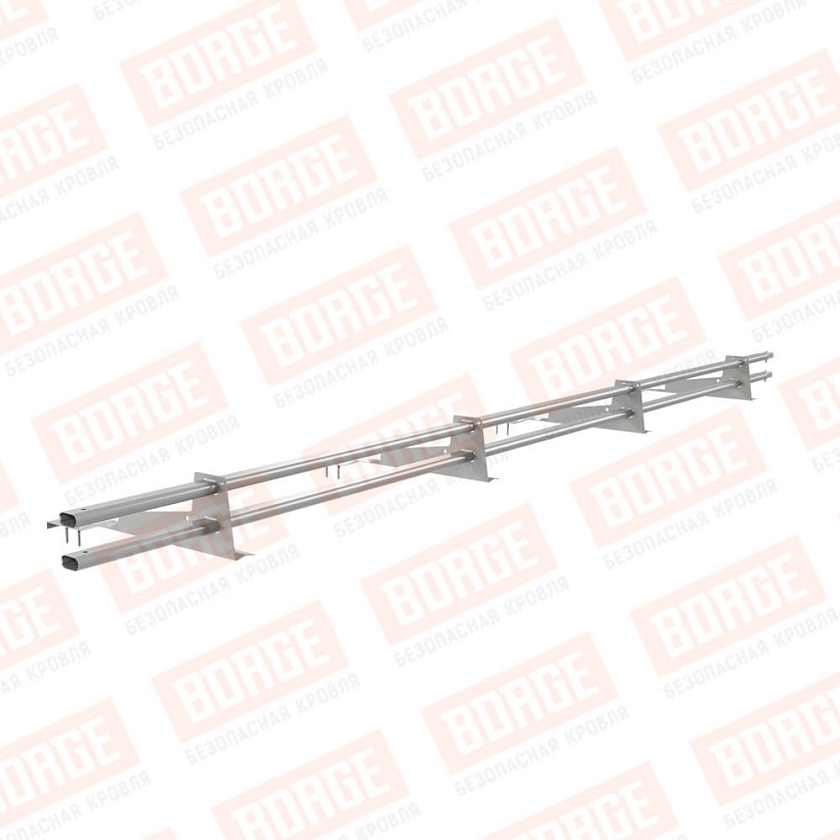 Снегозадержатель трубчатый BORGE 3м, 4 опоры, для черепичной кровли, бело-алюминиевый (RAL 9006)