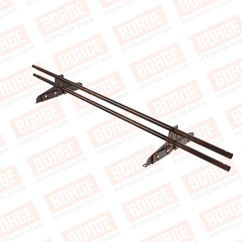 Снегозадержатель трубчатый Русский Рубеж D-25мм, 1,5м, 2 опоры, для фальц. кров., коричневый шоколад (RAL 8017)