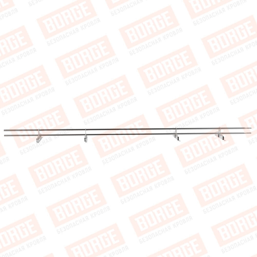 Снегозадержатель трубчатый Русский Рубеж 20х40мм, 3м, 4 опоры, для фальц. кровли, цинк