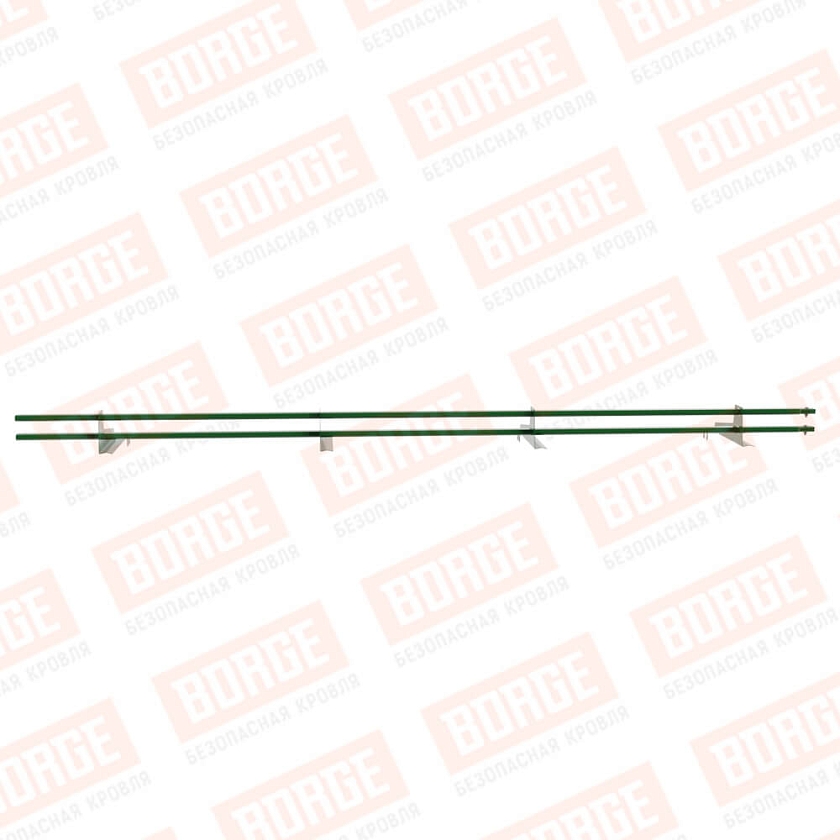 Снегозадержатель трубчатый BORGE 3м, 4 опоры, для черепичной кровли, лиственно-зеленый (RAL 6002)
