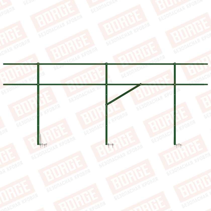 Ограждение плоских кровель Русский Рубеж Н-120, 3м, верхнее крепление, лиственно-зеленый (RAL 6002)