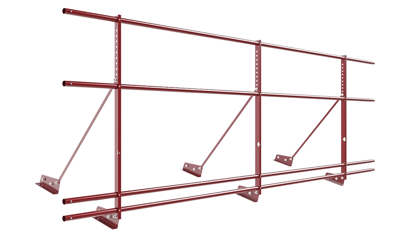 Ограждение кровельное NewLine H-90см, 3м, для фальц. кров., коричнево-красный (RAL 3011), с двумя доп. трубами