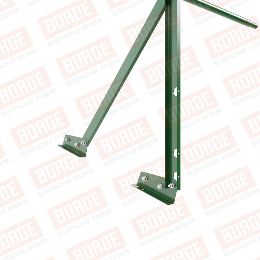 Ограждение кровельное Русский Рубеж H-90см, 3м, для фальцевой кровли, лиственно-зеленый (RAL 6002)