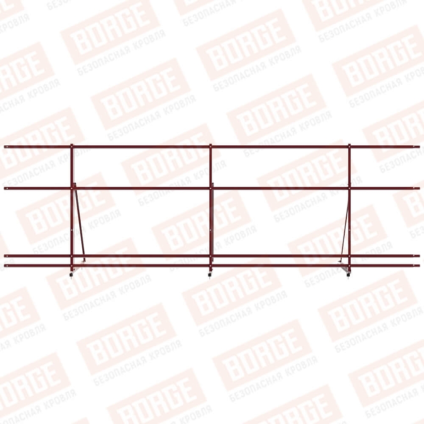 Ограждение декоративное NewLine H-90см, 3м, красное вино (RAL 3005), с двумя дополнительными трубами