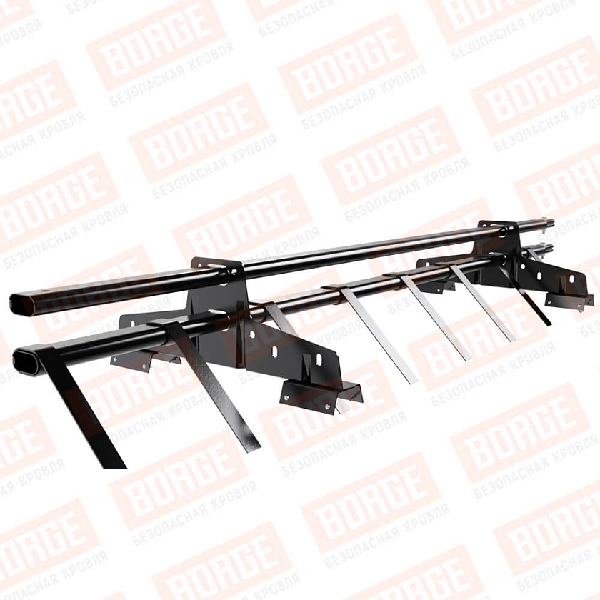 Снегозадержатель трубчатый BORGE 1,5м, 2 опоры, для профнастила Н-60, Н-75, чёрный (RAL 9005 matt)