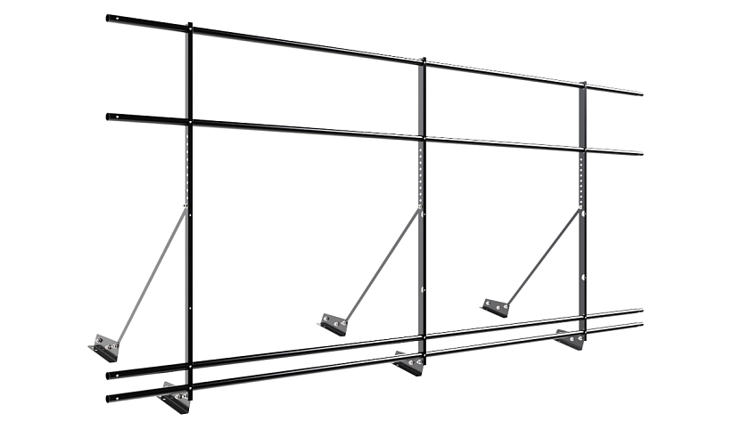 Ограждение кровельное NewLine H-120см, 3м, для фальц. кров., чёрный (RAL 9005), с двумя доп. трубами