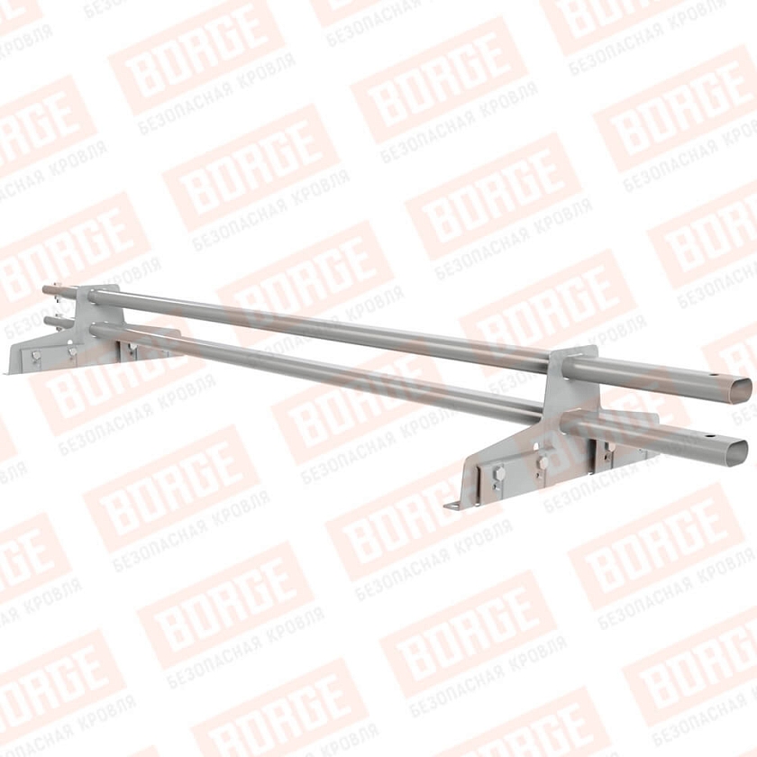 Снегозадержатель трубчатый Русский Рубеж 25х45мм, 1,5м, 2 опоры, для фальц. кров., бело-алюминиевый (RAL 9006)