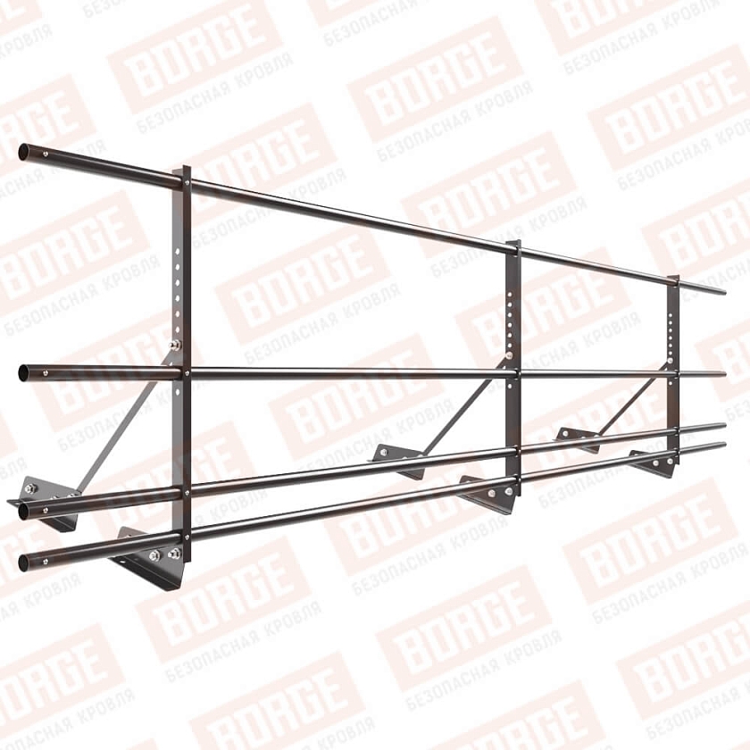 Ограждение декоративное NewLine H-60см, 3м, для фальц. кров., серо-коричневый (RAL 8019), с двумя доп. трубами