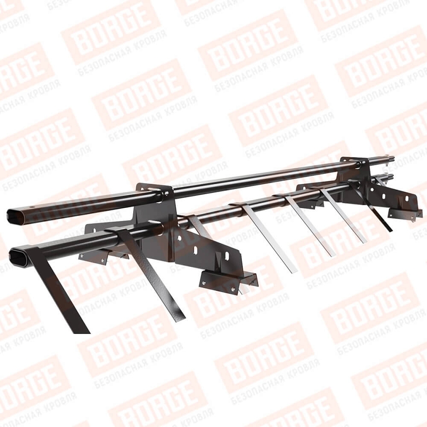 Снегозадержатель трубчатый BORGE 1,5м, 2 опоры, для профнастила Н-60, Н-75, серо-коричневый (RR 32)