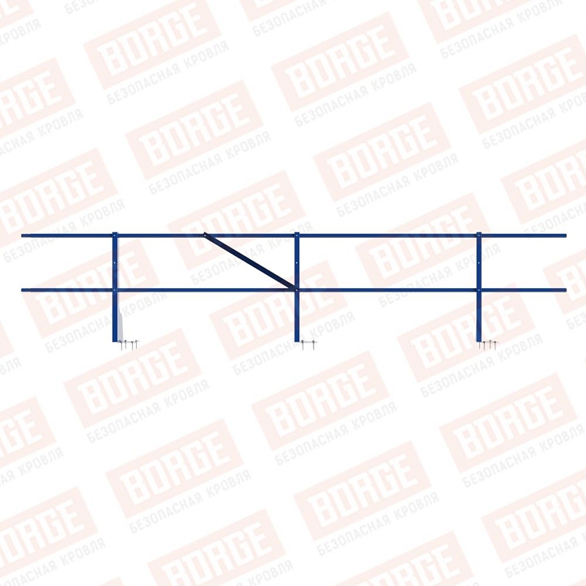 Ограждение плоских кровель Русский Рубеж Н-60, 3м, верхнее крепление, сигнально-синий (RAL 5005)