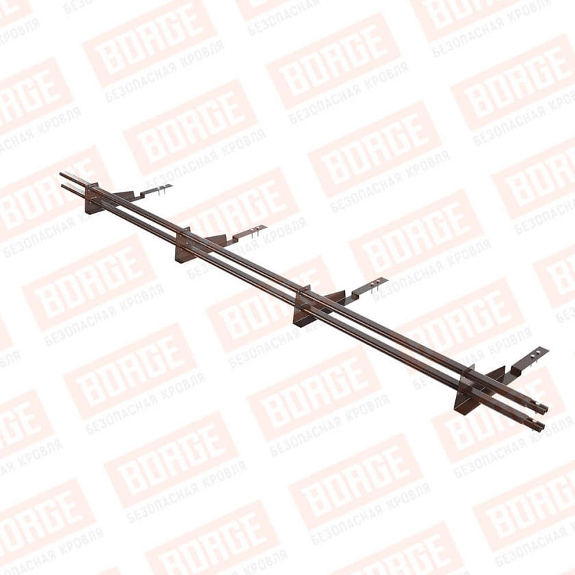 Снегозадержатель трубчатый BORGE 3м, 4 опоры, для композитной черепицы, коричневый шоколад (RAL 8017)