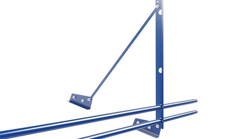 Ограждение кровельное NewLine H-120см, 3м, для фальц. кров., сигнально-синий (RAL 5005), с двумя доп. трубами