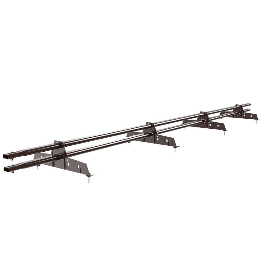 Снегозадержатель трубчатый Русский Рубеж 25х45мм, 3м, 4 опоры, коричневый шоколад (RAL 8017)