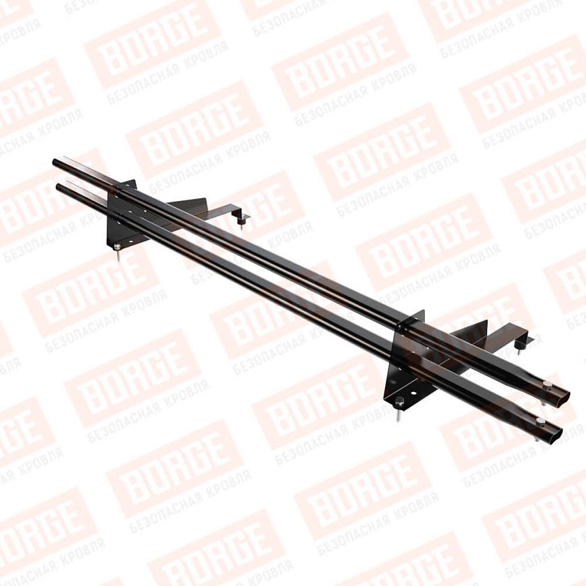 Снегозадержатель трубчатый Русский Рубеж 1,5м, 2 опоры, для МЧ с выс. ступ., чёрный (RAL 9005), 400мм