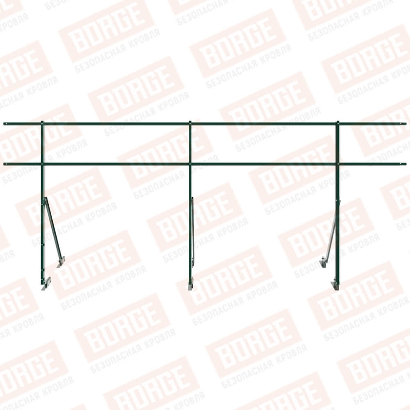 Ограждение кровельное Русский Рубеж H-120см, 3м, для фальцевой кровли, зеленый мох (RAL 6005)