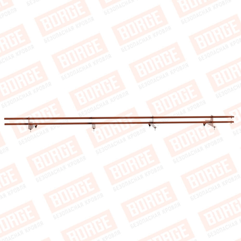 Снегозадержатель трубчатый Русский Рубеж 3м, 4 опоры, для МЧ с выс. ступенькой, терракотовый (RAL 8004), 400мм