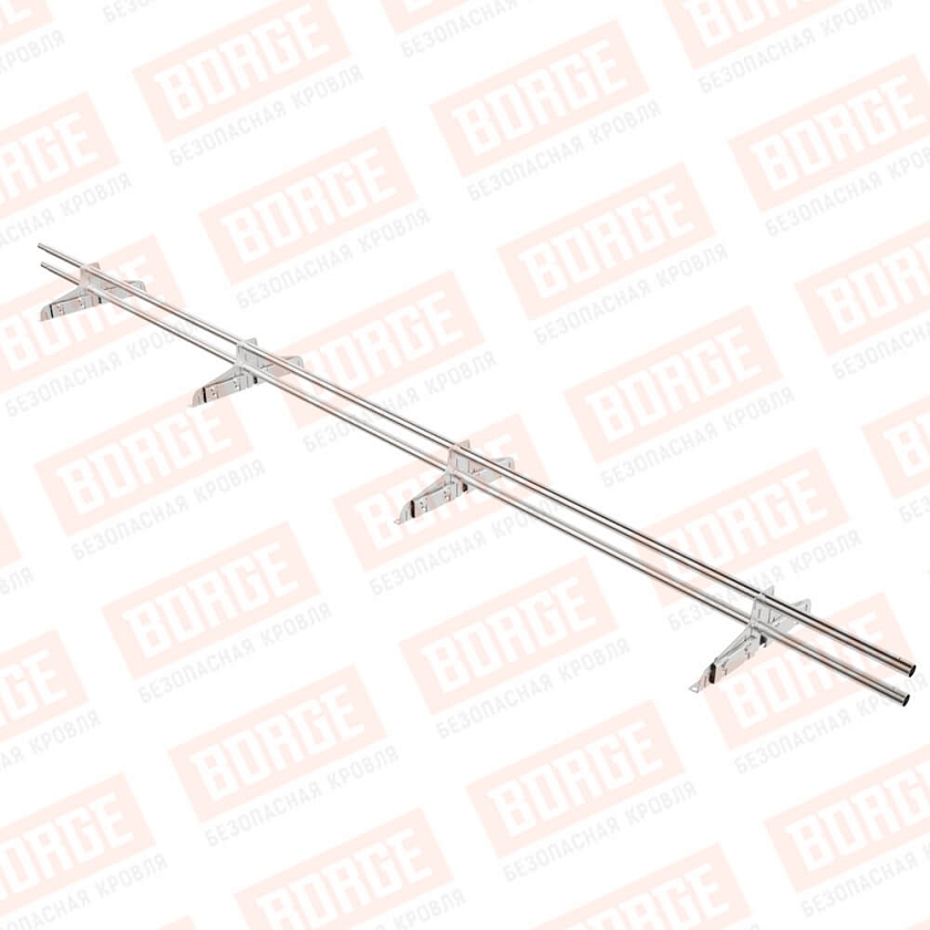 Снегозадержатель трубчатый Русский Рубеж D-25мм, 3м, 4 опоры, для фальц. кровли, цинк