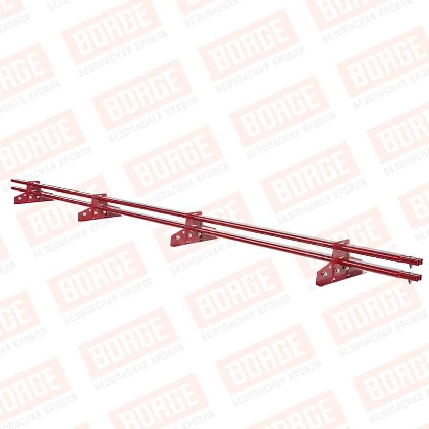 Снегозадержатель трубчатый BORGE 3м, 4 опоры, для фальцевой кровли, рубиново-красный (RAL 3003)