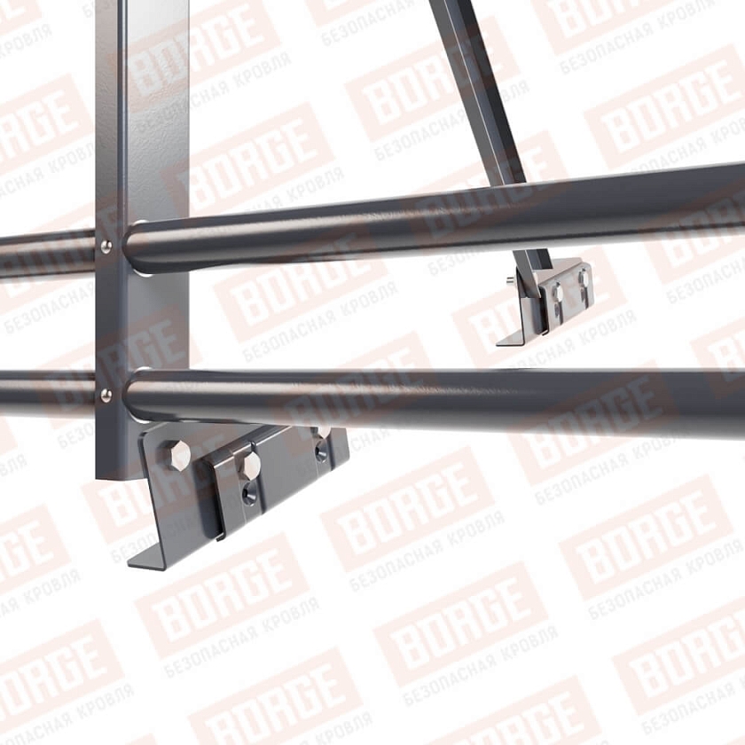 Ограждение кровельное Русский Рубеж H-90см, 3м, для фальцевой кровли, серый графит (RAL 7024), с двумя доп. трубами