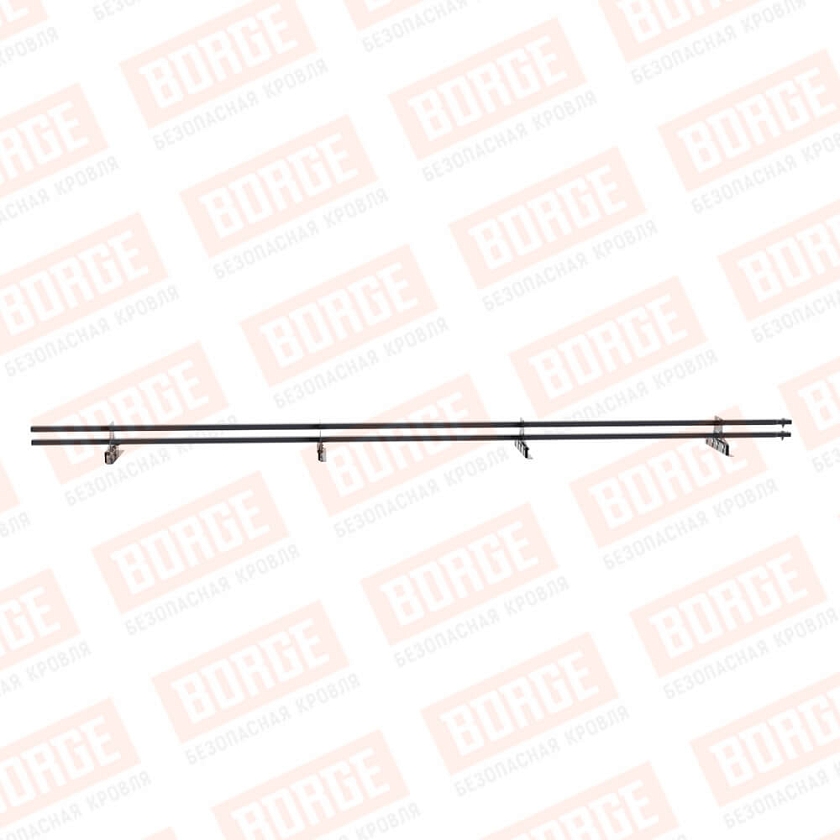 Снегозадержатель трубчатый BORGE 3м, 4 опоры, для фальцевой кровли, серый графит (RAL 7024 Matt)