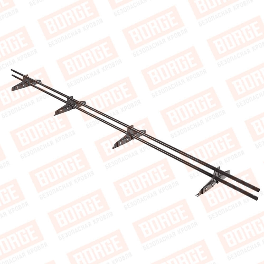 Снегозадержатель трубчатый Русский Рубеж D-25мм, 3м, 4 опоры, для фальц. кровли, серо-коричневый (RR 32)