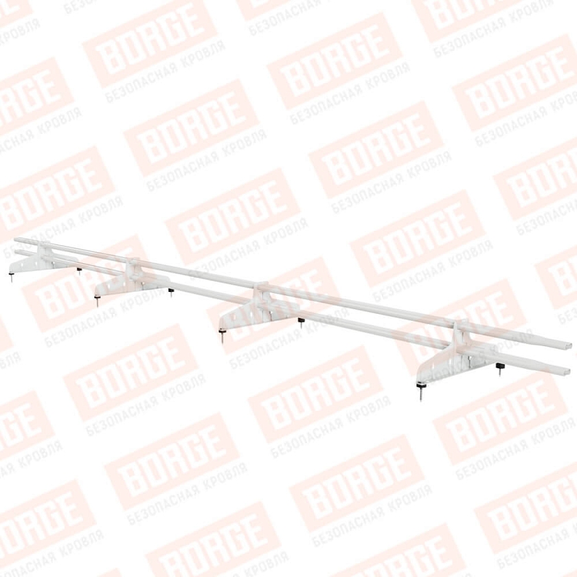 Снегозадержатель трубчатый Русский Рубеж 20х40мм, 3м, 4 опоры, сигнально-белый (RAL 9003)