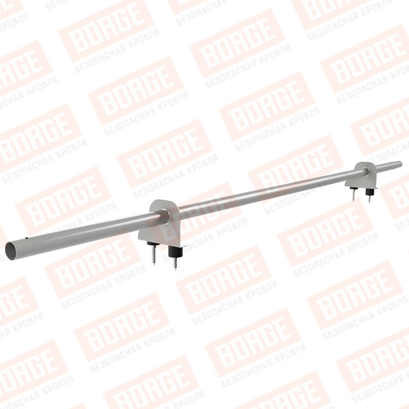 Снегозадержатель однотрубчатый NewLine 1,5м, D-25мм, 2 опоры, бело-алюминиевый (RAL 9006)