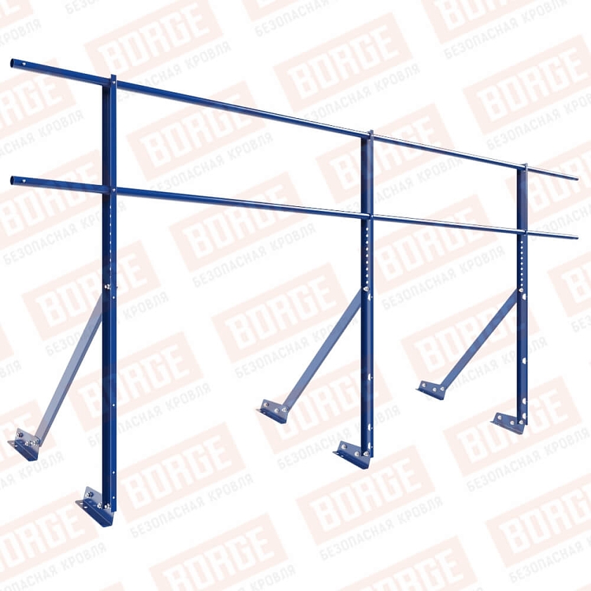 Ограждение кровельное Русский Рубеж H-120см, 3м, для фальцевой кровли, сигнально-синий (RAL 5005)