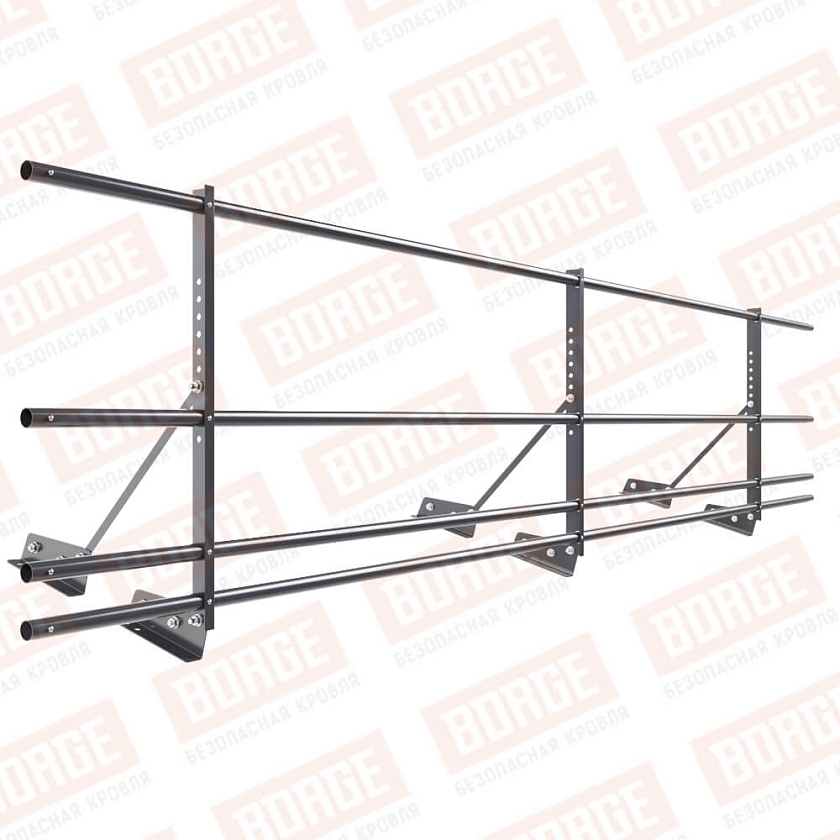 Ограждение декоративное NewLine H-60см, 3м, для фальц. кров., серый графит (RAL 7024), с двумя доп. трубами