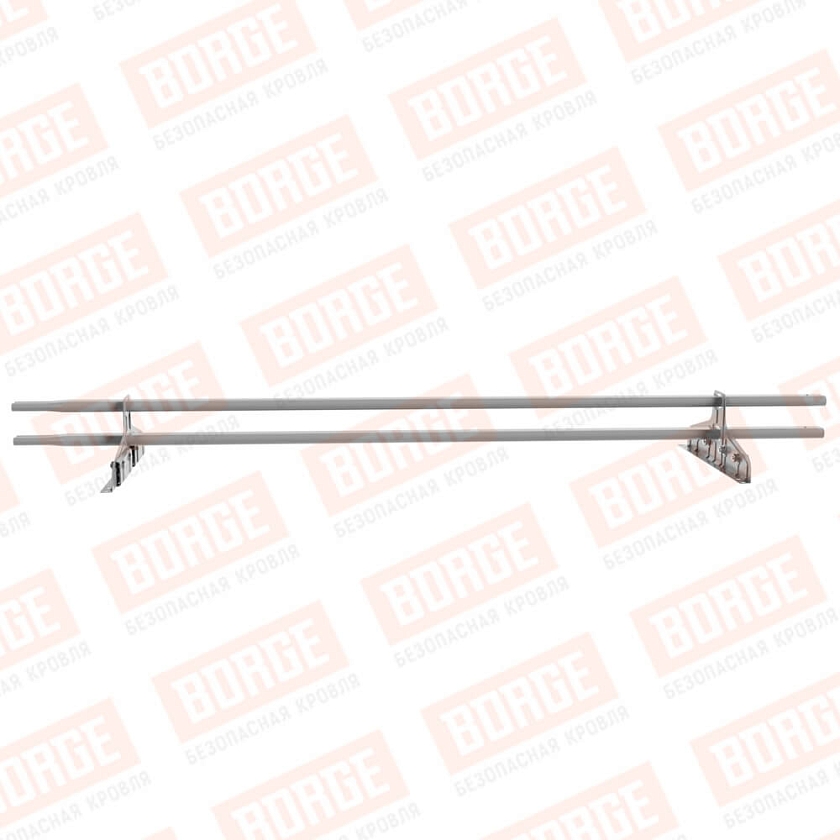 Снегозадержатель трубчатый Русский Рубеж 20х40мм, 1,5м, 2 опоры, для фальц. кровли, сигнально-серый (RAL 7004)