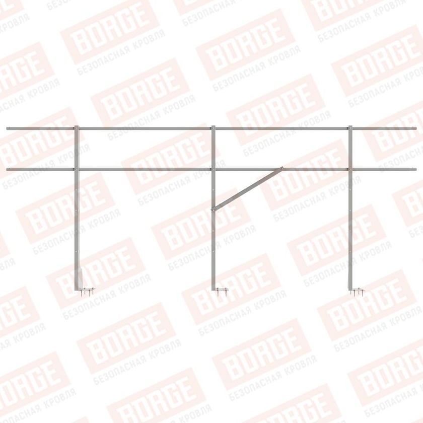Ограждение плоских кровель NewLine Н-120, 3м, верхнее крепление, бело-алюминиевый (RAL 9006)