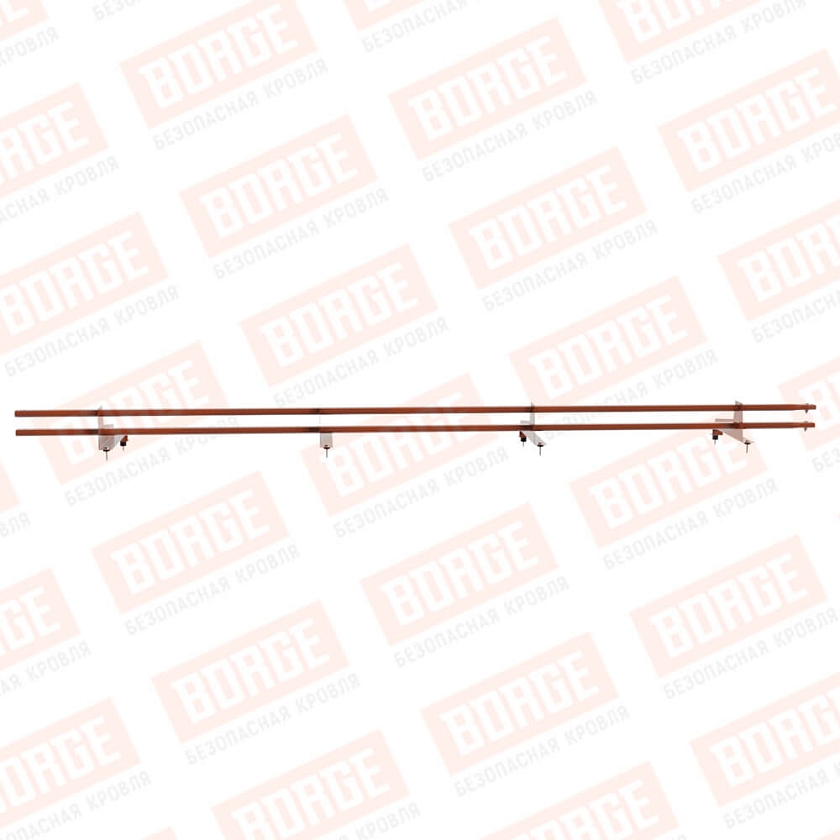 Снегозадержатель трубчатый Русский Рубеж 3м, 4 опоры, для МЧ с выс. ступенькой, терракотовый (RAL 8004), 350мм