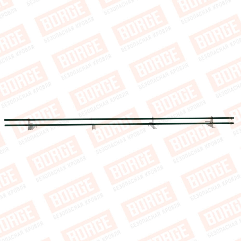 Снегозадержатель трубчатый BORGE 3м, 4 опоры, для черепичной кровли, зеленый мох (RAL 6005)
