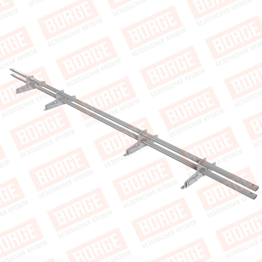 Снегозадержатель трубчатый Русский Рубеж 25х45мм, 3м, 4 опоры, для фальц. кровли, сигнально-серый (RAL 7004)