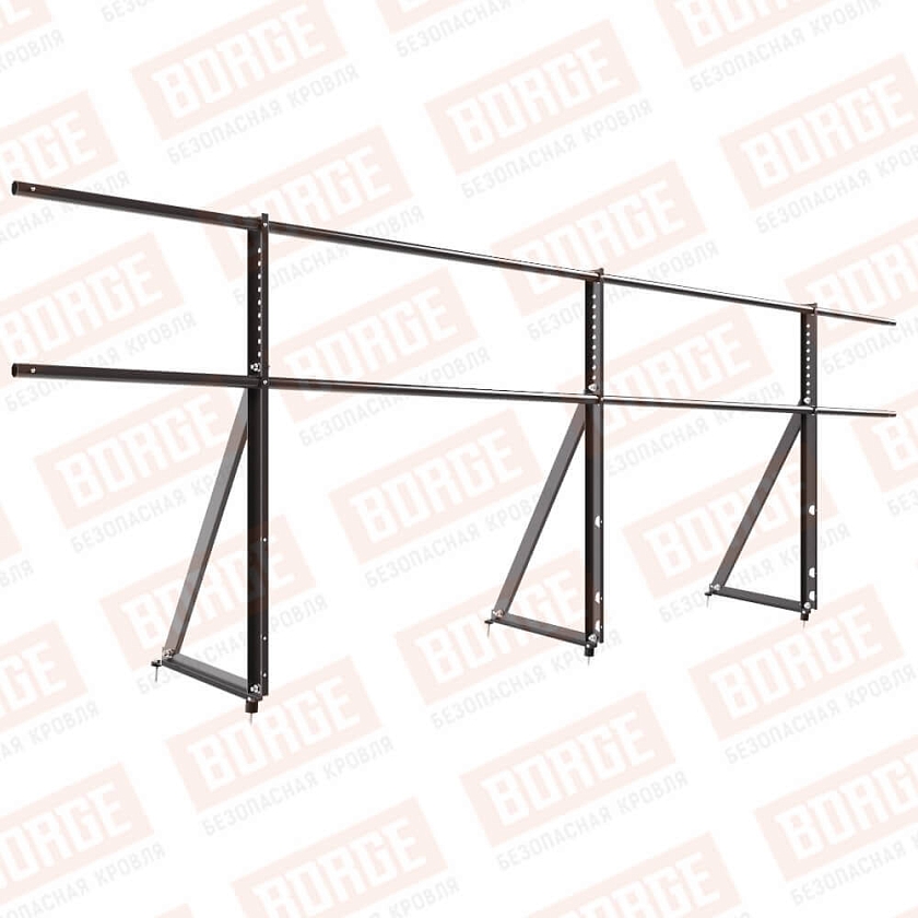 Ограждение кровельное Русский Рубеж H-90см, 3м, серо-коричневый (RAL 8019)