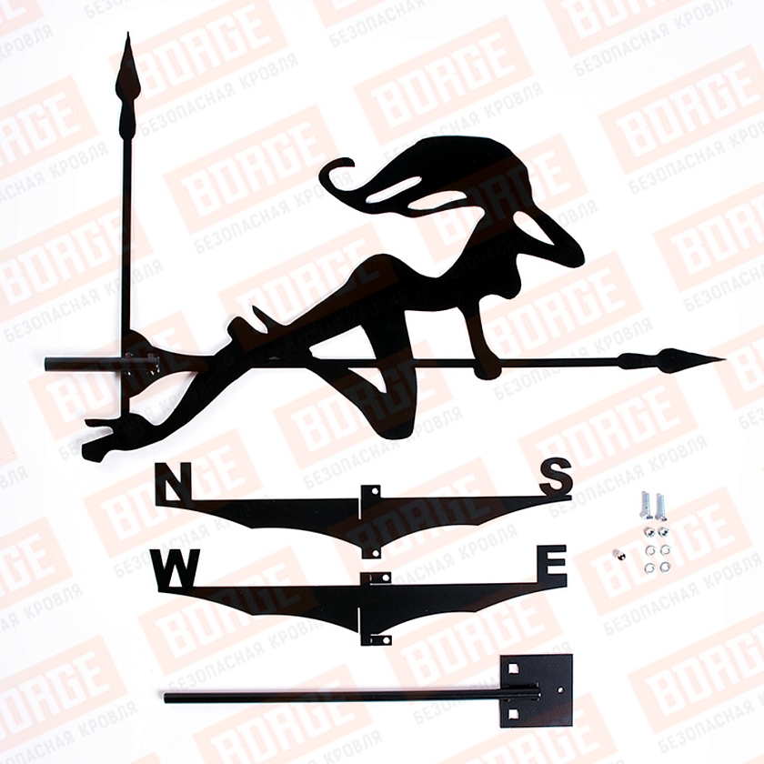 Флюгер BORGE Чертовка, 485х710мм, чёрный (RAL 9005 matt)