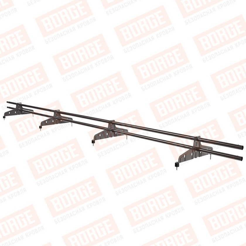 Снегозадержатель трубчатый Русский Рубеж D-25мм, 3м, 4 опоры, серо-коричневый (RR 32)