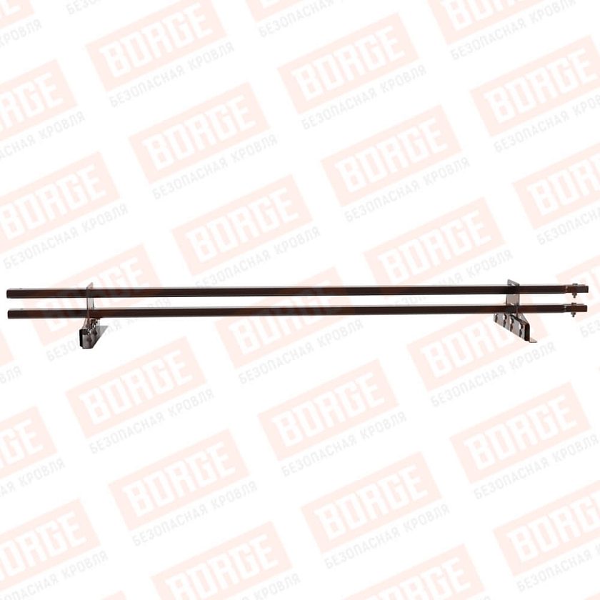 Снегозадержатель трубчатый BORGE 1,5м, 2 опоры, для фальцевой кровли, коричневый шоколад (RAL 8017 matt)