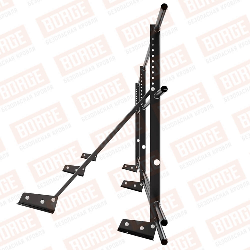 Ограждение декоративное NewLine H-90см, 3м, для фальц. кров., чёрный (RAL 9005), с двумя доп. трубами